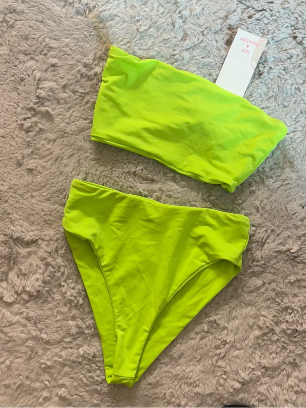Neon Lime Strapless Bikini Set